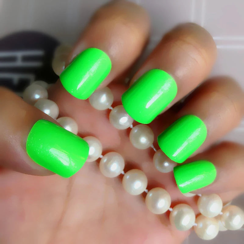 24ct/strip Foot Acrylic green Pearl Artificial Toenails and Finger nails