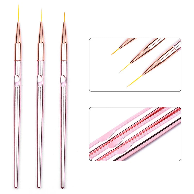 3pcs/Set Acrylic French Stripe Nail Art Line Painting Pen
