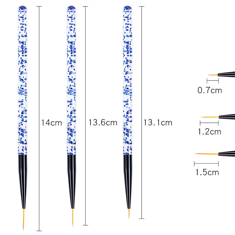 3pcs/Set Acrylic French Stripe Nail Art Line Painting Pen