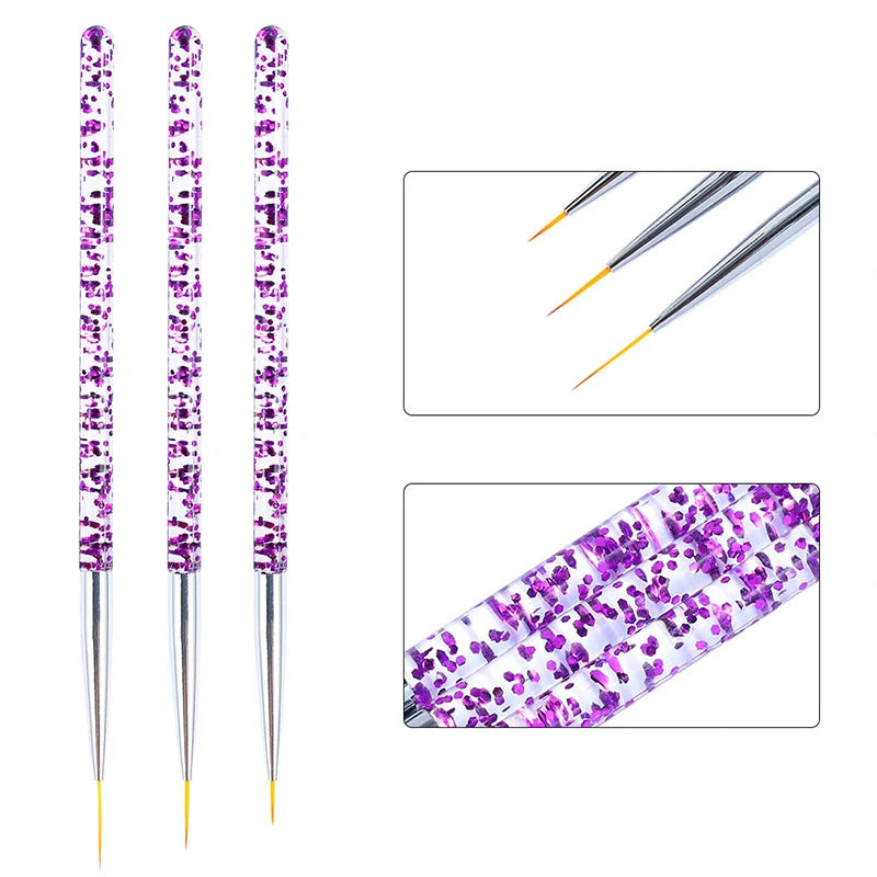 3pcs/Set Acrylic French Stripe Nail Art Line Painting Pen