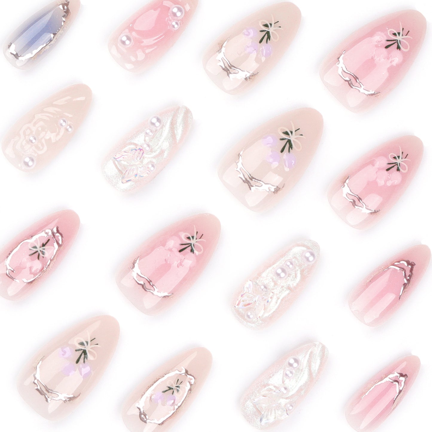Butterfly Ballet with French Design Wearable False Nails