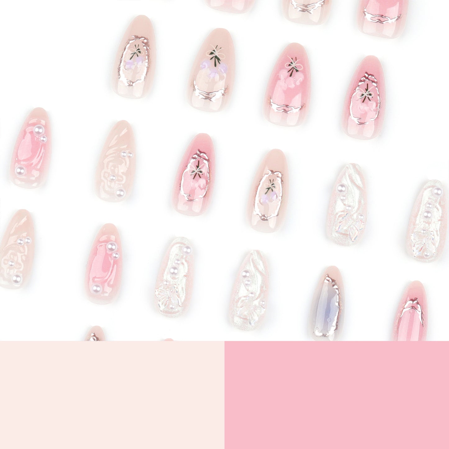 Butterfly Ballet with French Design Wearable False Nails