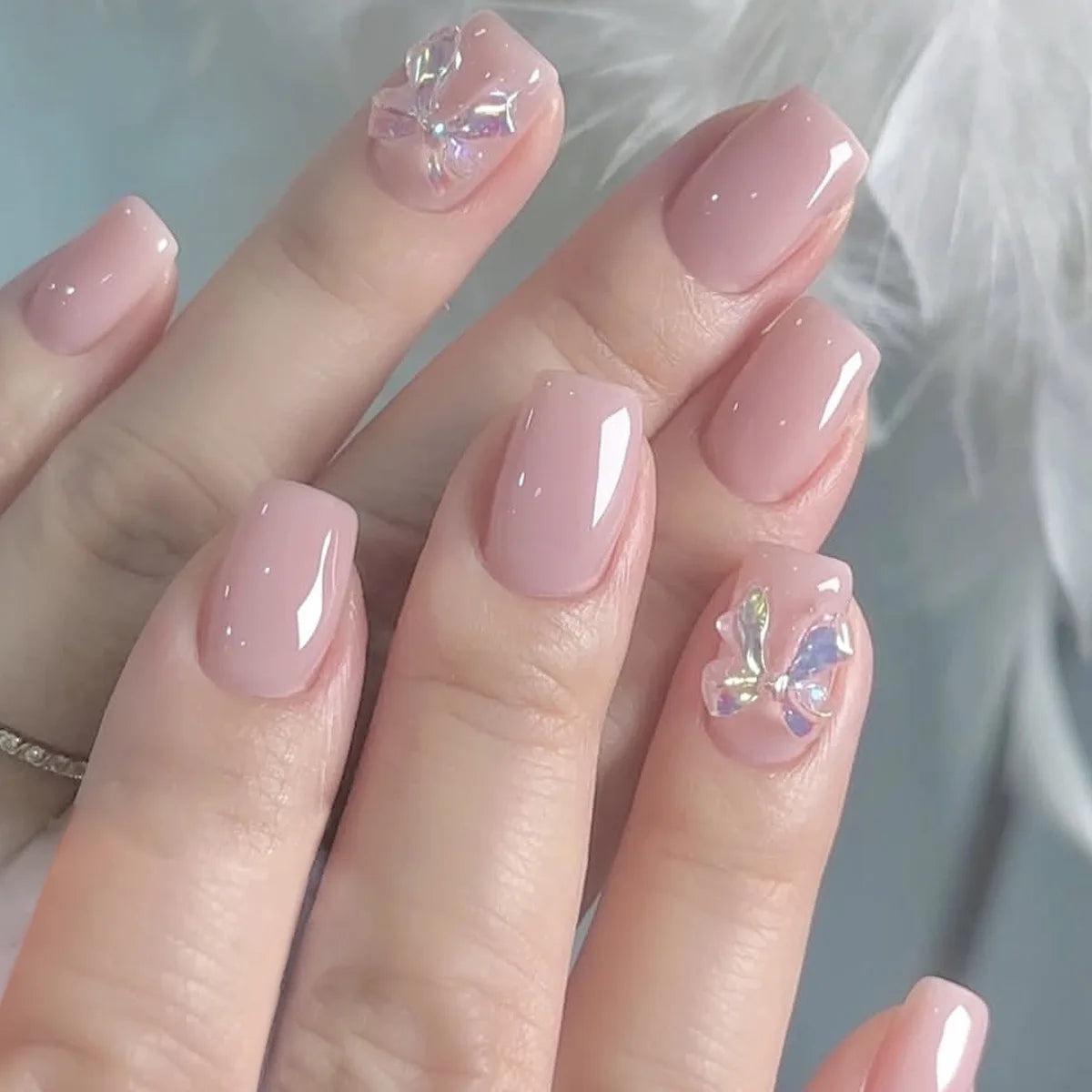 White French Press on Nails