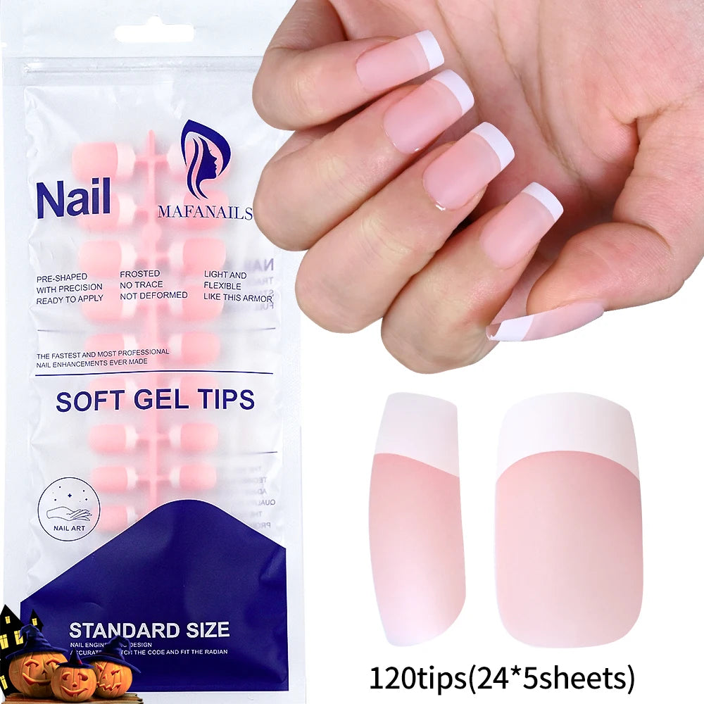 240/120Pcs Colorful French Short Square False Nails