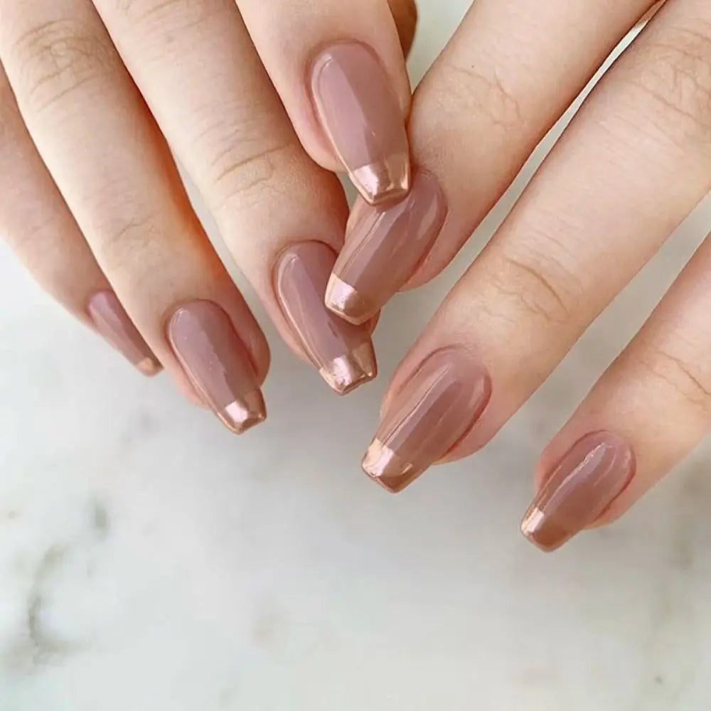 24pcs French Ballerina Waterproof Faux Gradient Nails
