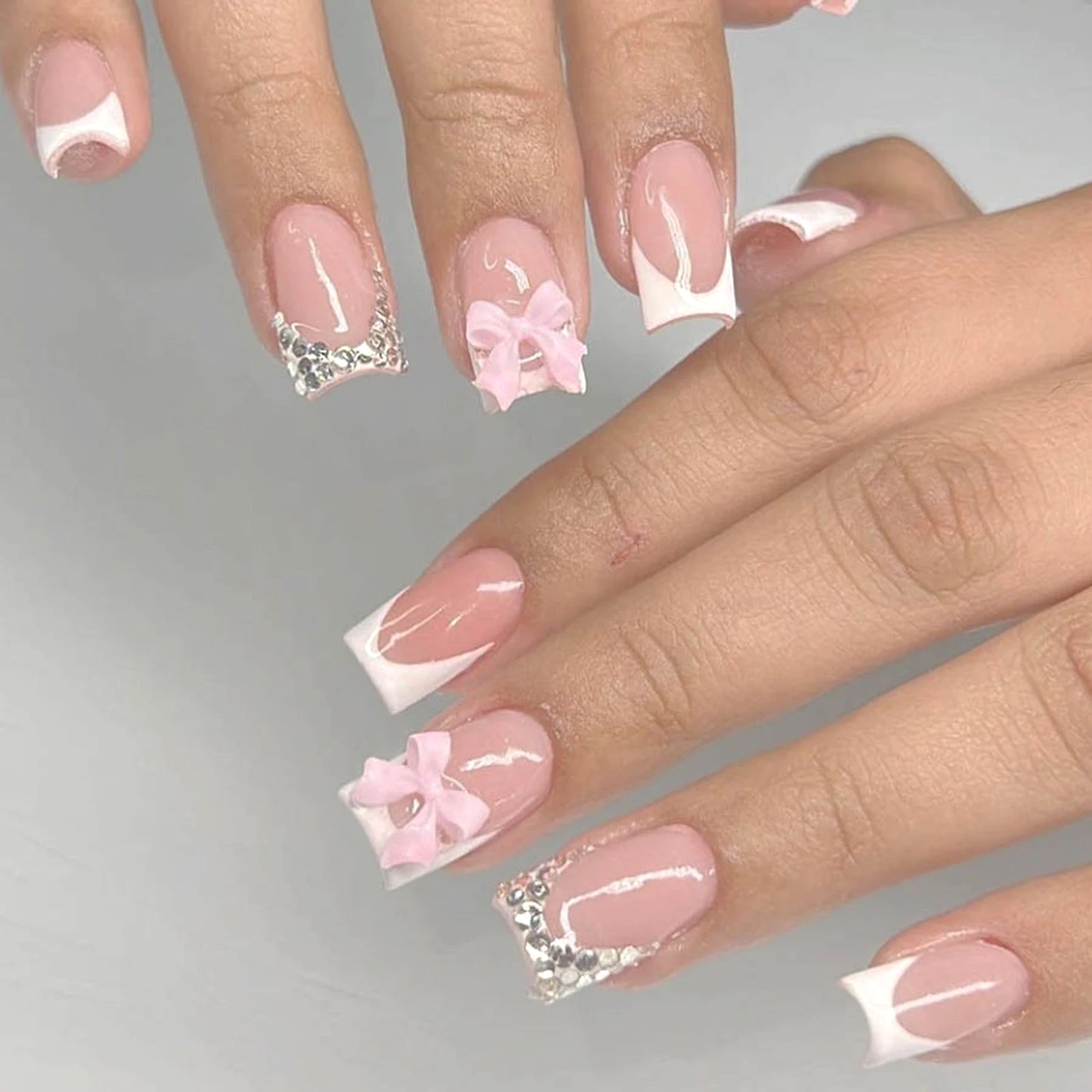 White French Press on Nails