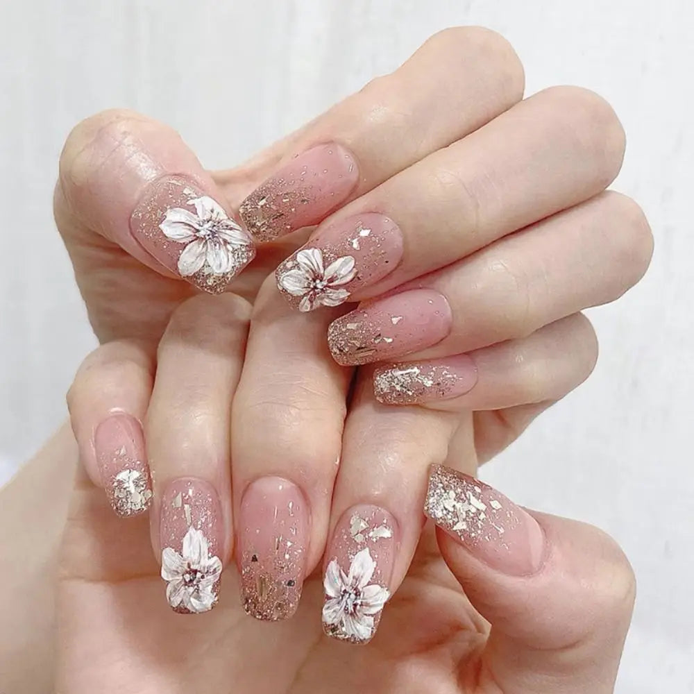 24pcs French Ballerina Waterproof Faux Gradient Nails