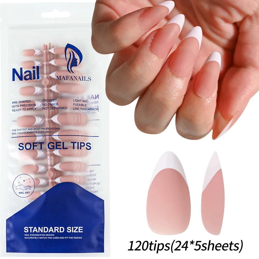 240/120Pcs Colorful French Short Square False Nails