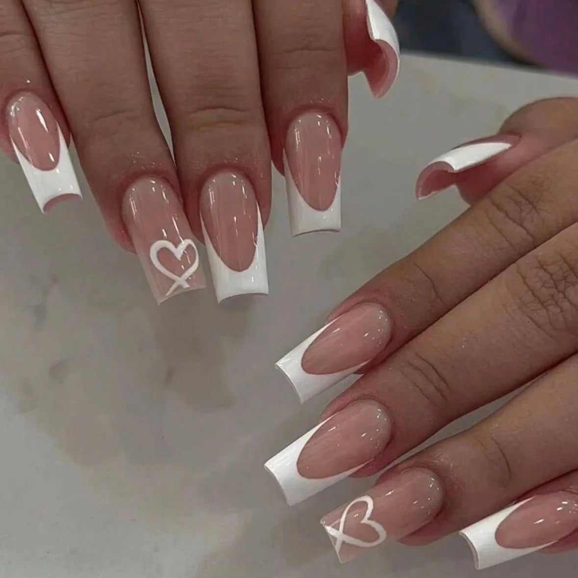 White French Press on Nails