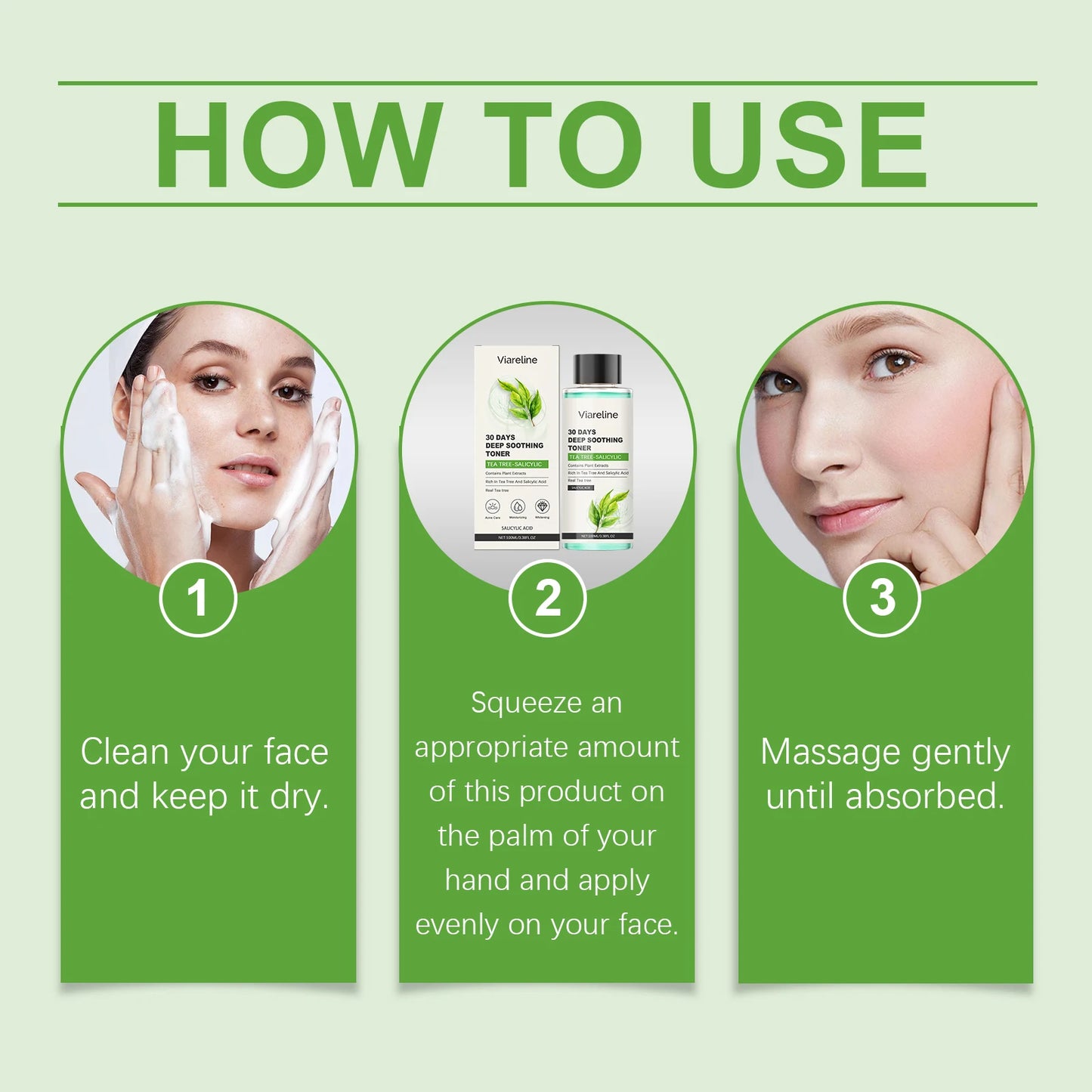 Salicylic Face Care Set Cleansing Pores Cleanser Moisturizing Toner Oil