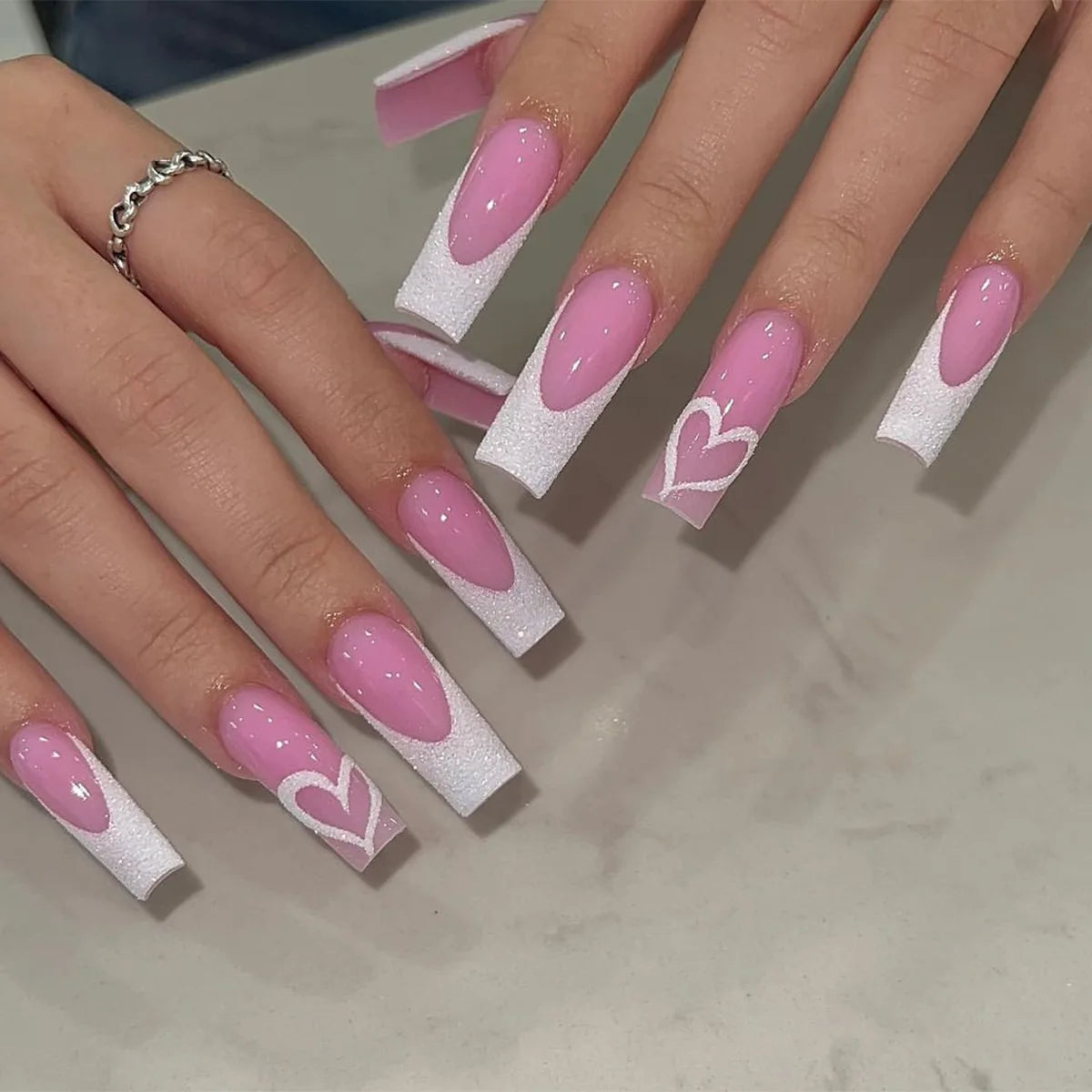White French Press on Nails