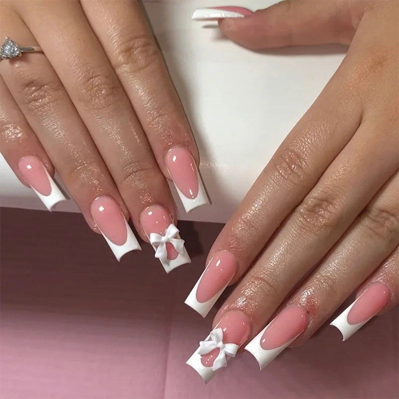 White French Press on Nails