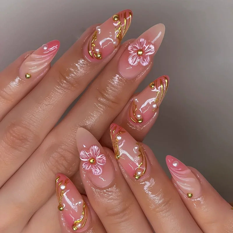 Butterfly Ballet with French Design Wearable False Nails