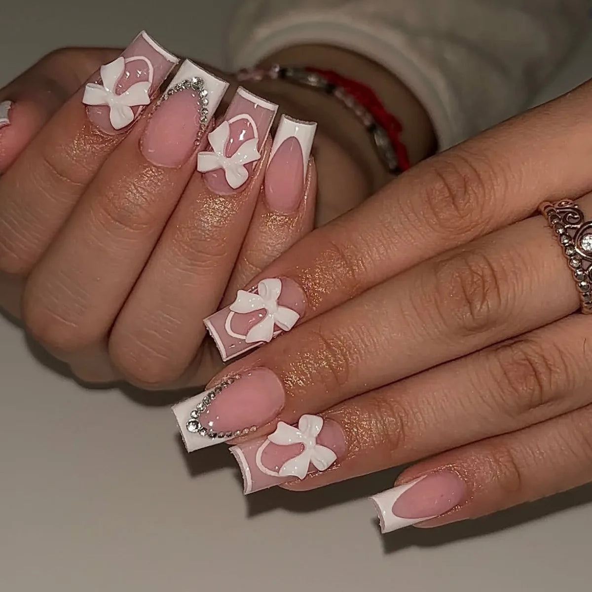 White French Press on Nails