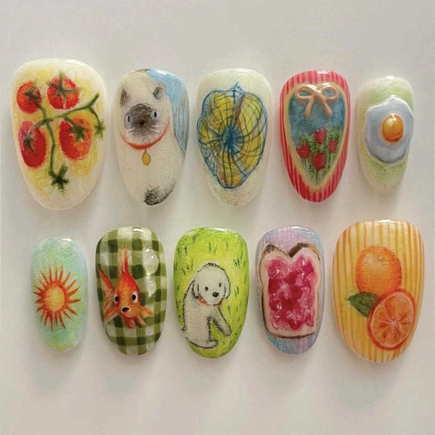 24pcs White Flower Press on Nail Tips
