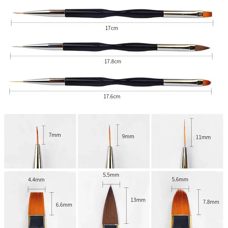 3pcs/Set Acrylic French Stripe Nail Art Line Painting Pen