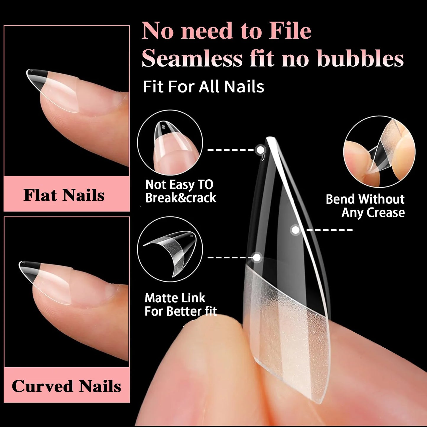 Ultra Short French Press On Acrylic Nails