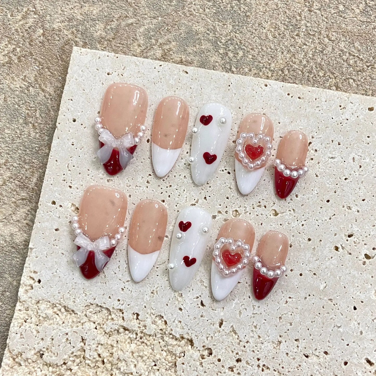 French Style Handmade Artificial Manicure Nail