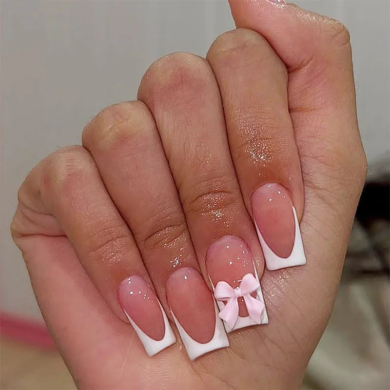 White French Press on Nails