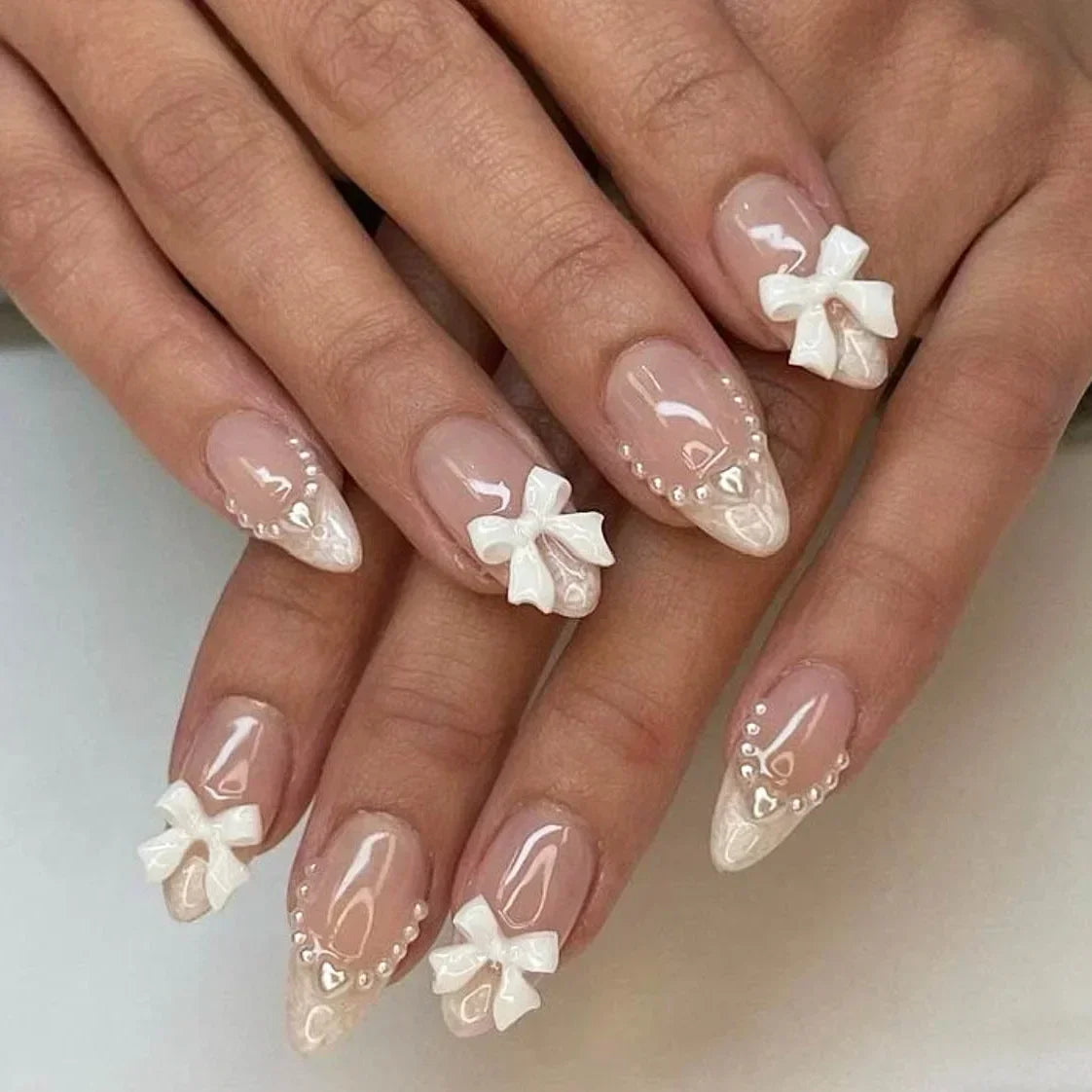 Butterfly Ballet with French Design Wearable False Nails