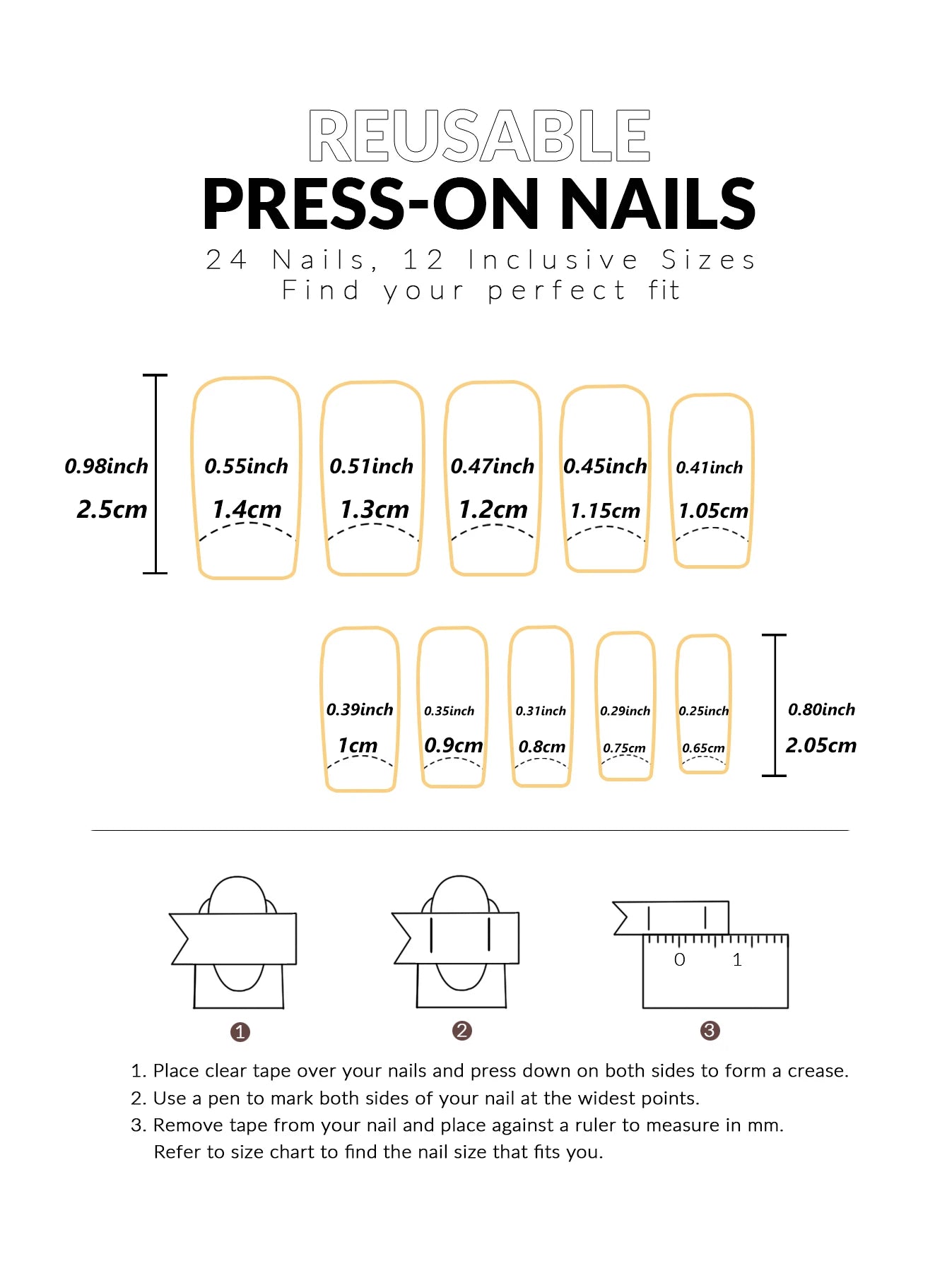 24pcs/set short square false nails for women