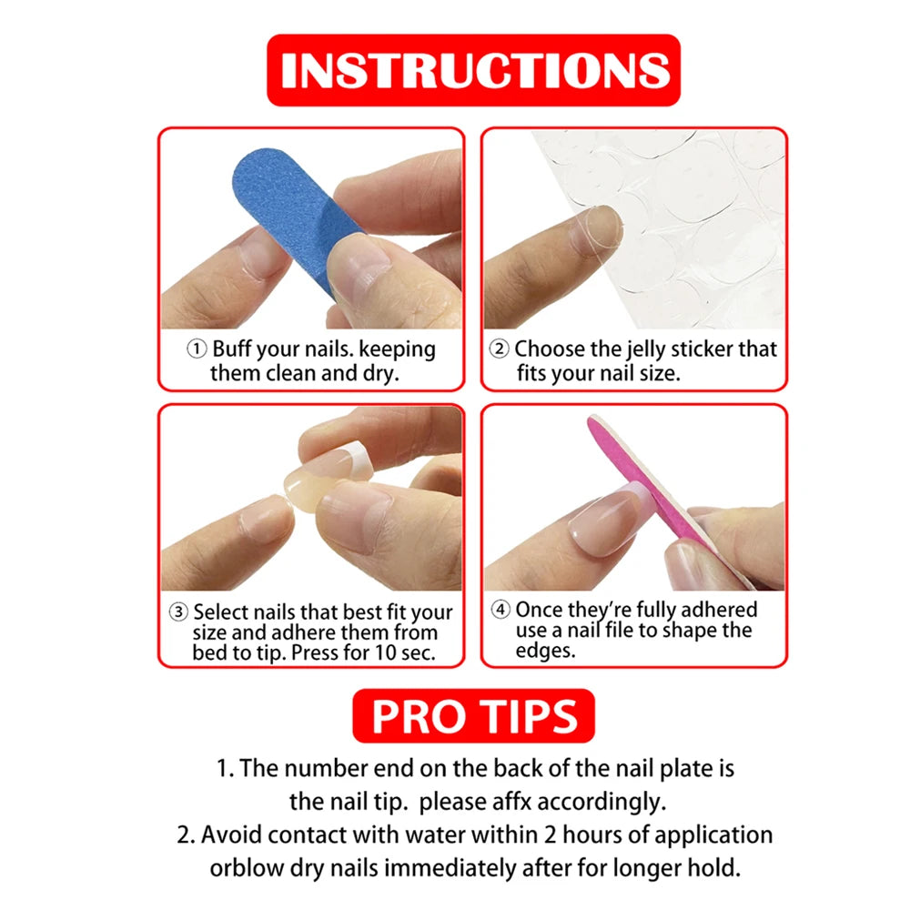 24Pcs Short Size French Water Droplet Pink Edges Nails Set