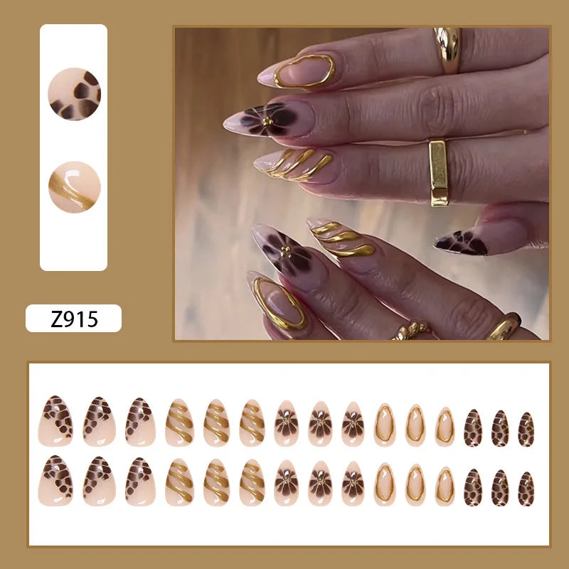 24pcs White Flower Press on Nail Tips