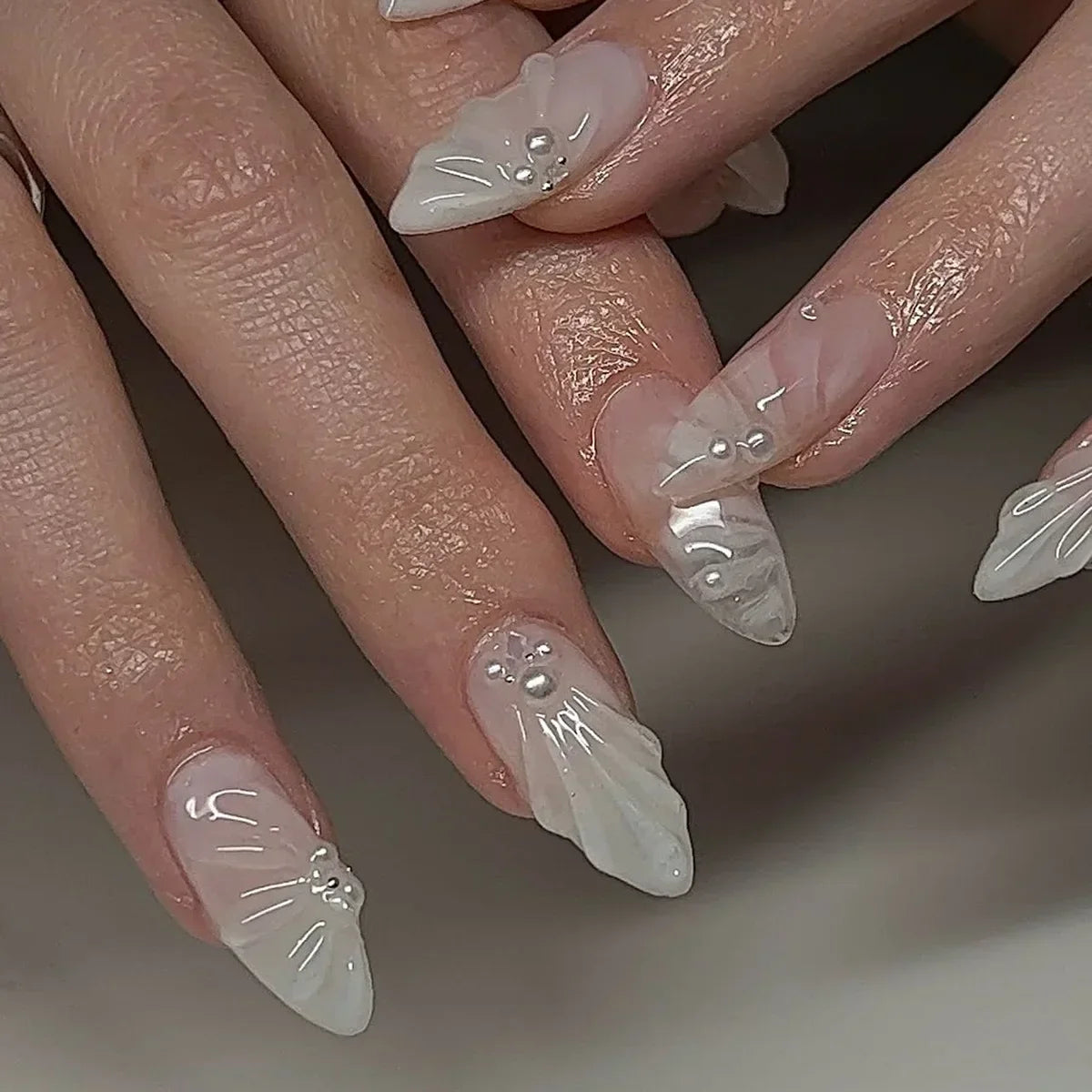 Butterfly Ballet with French Design Wearable False Nails