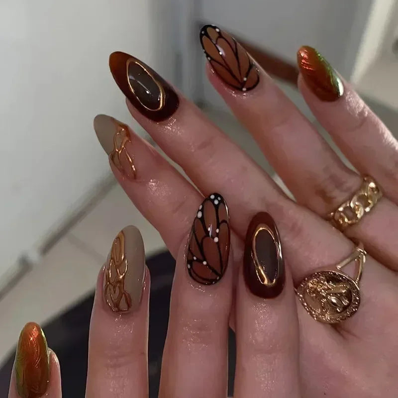Butterfly Ballet with French Design Wearable False Nails