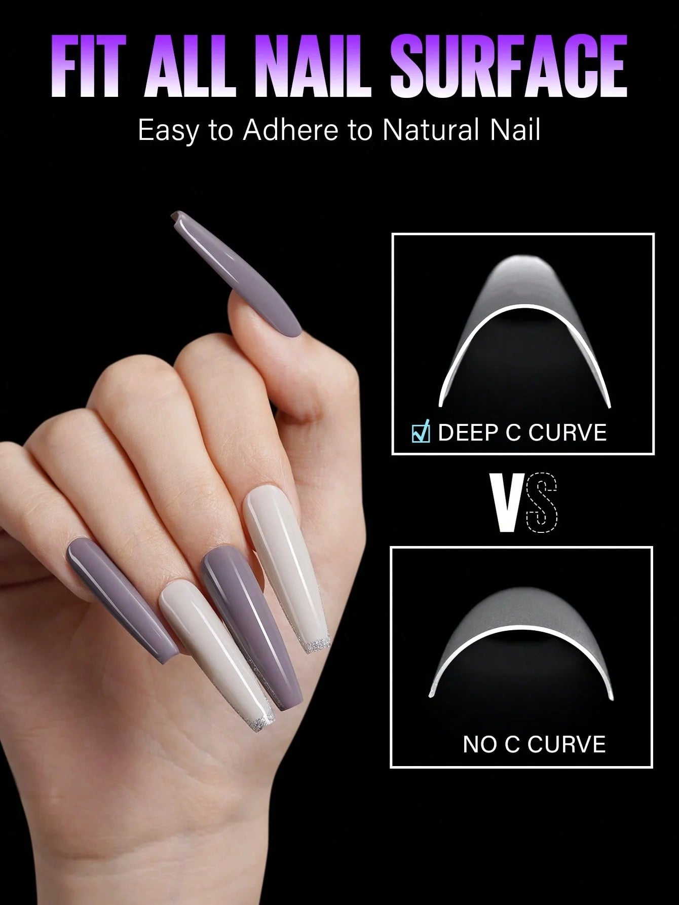 180 extreme coffin shaped nails