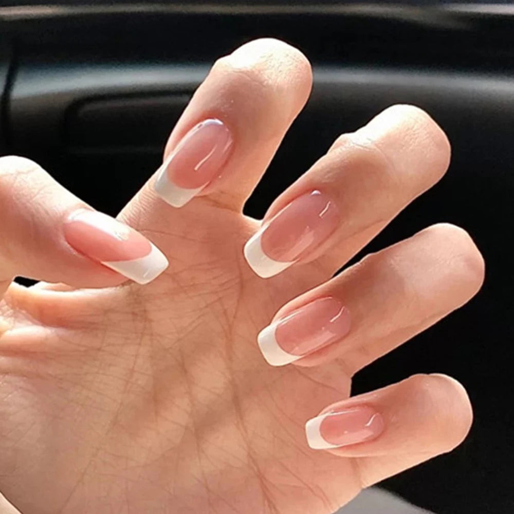 White French Press on Nails