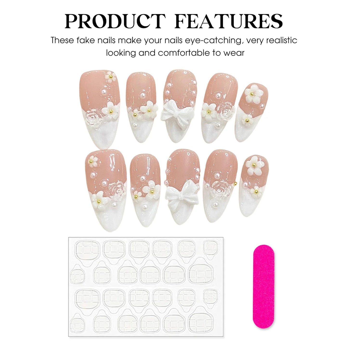 French Style Handmade Artificial Manicure Nail