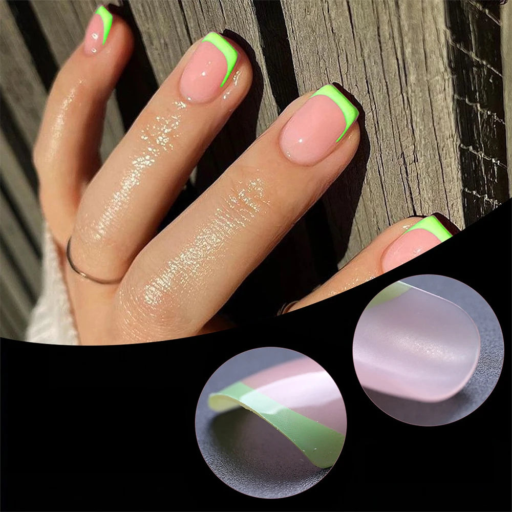240/120Pcs Colorful French Short Square False Nails