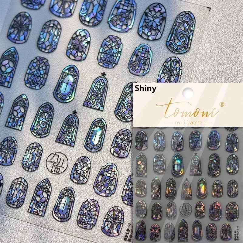1piece high quality 5D glass fragment nail sticker