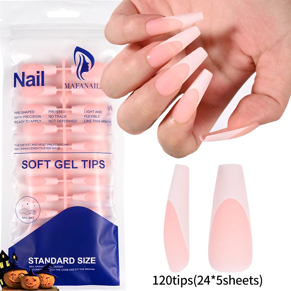 240/120Pcs Colorful French Short Square False Nails