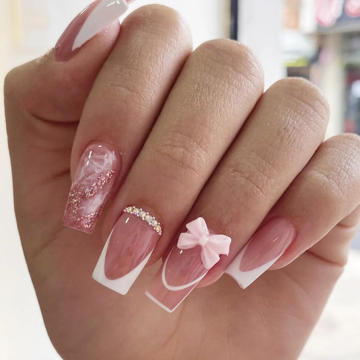 White French Press on Nails