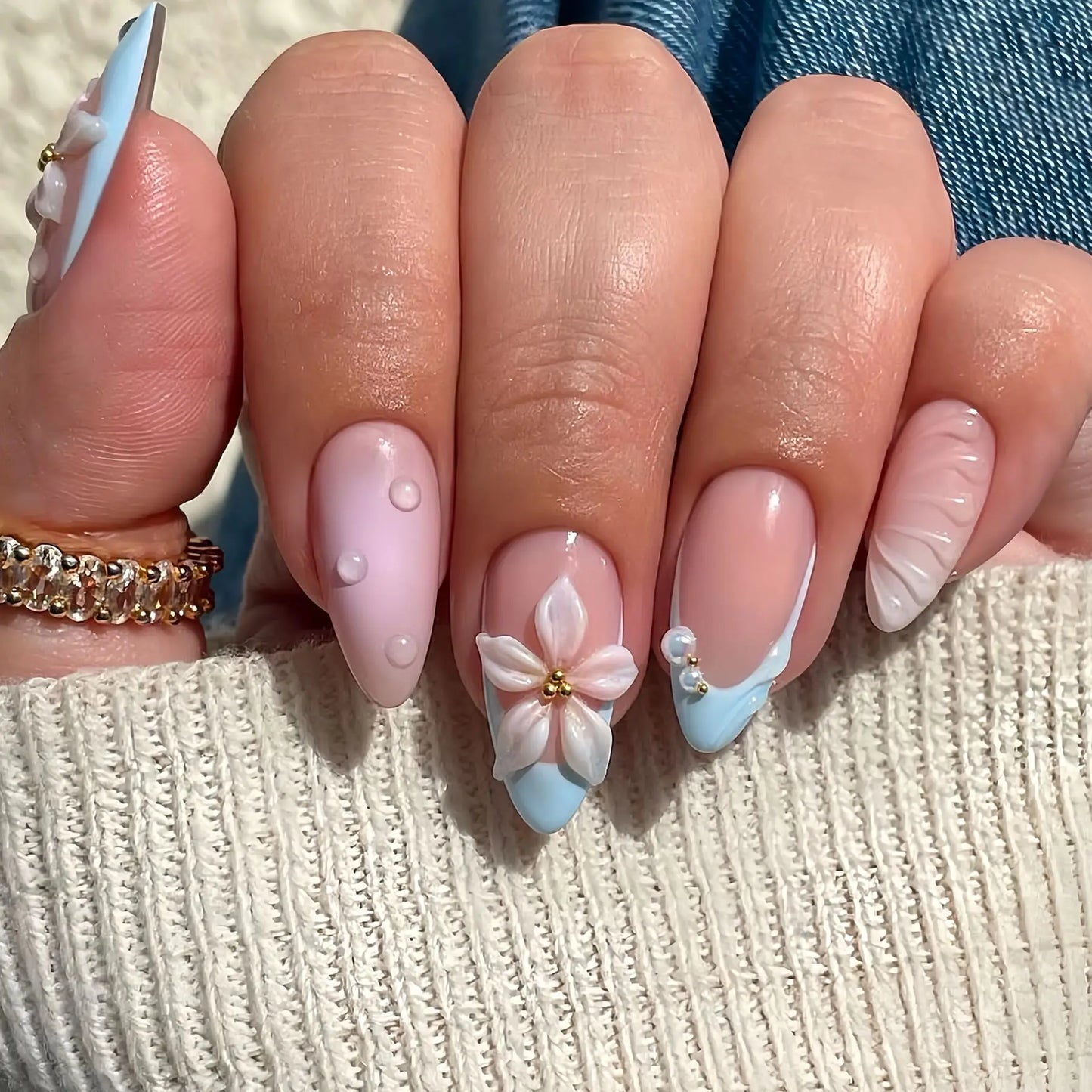Butterfly Ballet with French Design Wearable False Nails