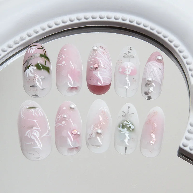 Butterfly Ballet with French Design Wearable False Nails