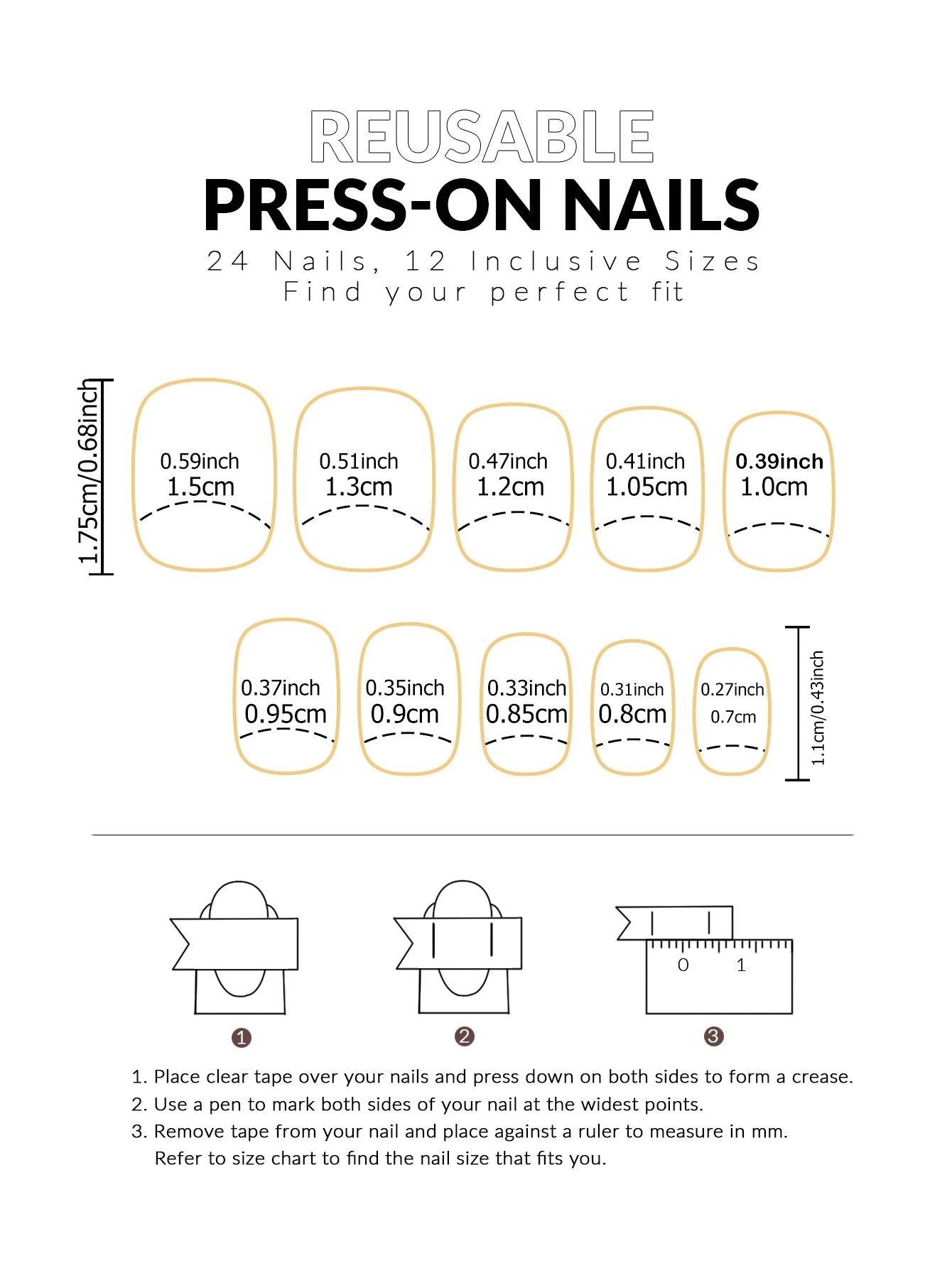 24pcs/set short square false nails for women
