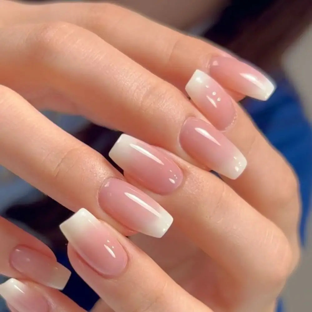 24pcs French Ballerina Waterproof Faux Gradient Nails
