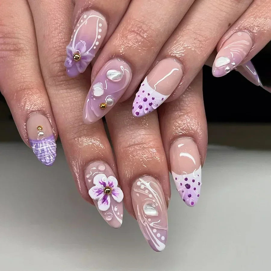 Butterfly Ballet with French Design Wearable False Nails