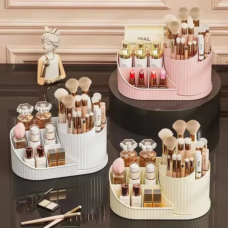 360° Rotating Vanity Makeup Organizer with Brush Holder