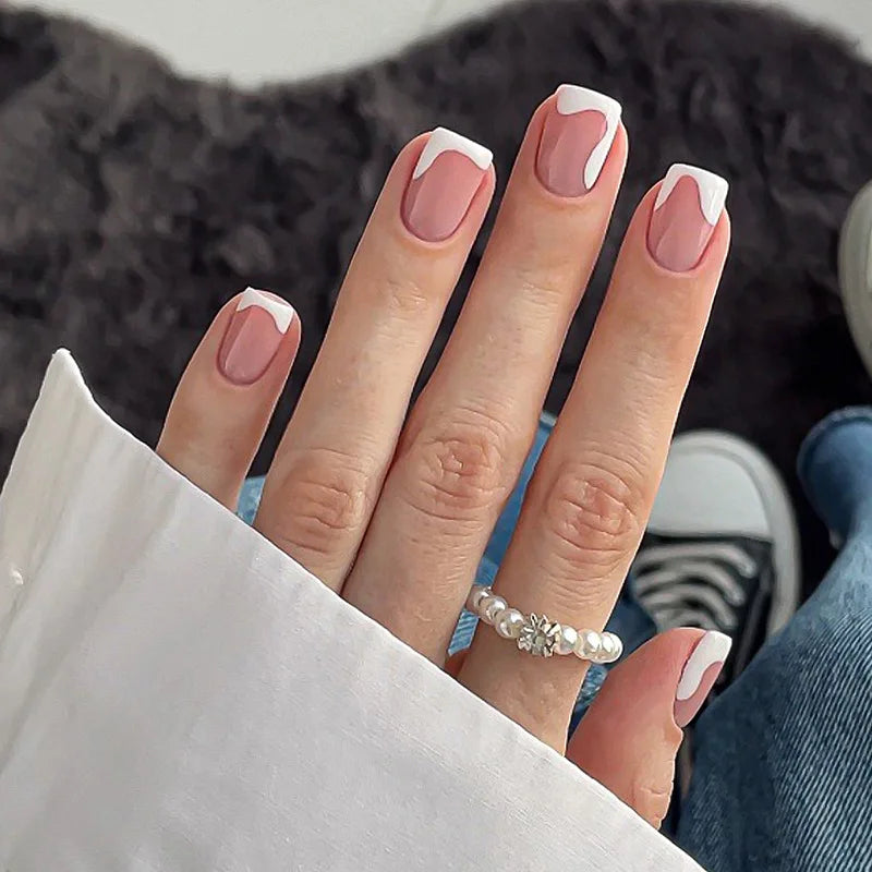 White French Press on Nails