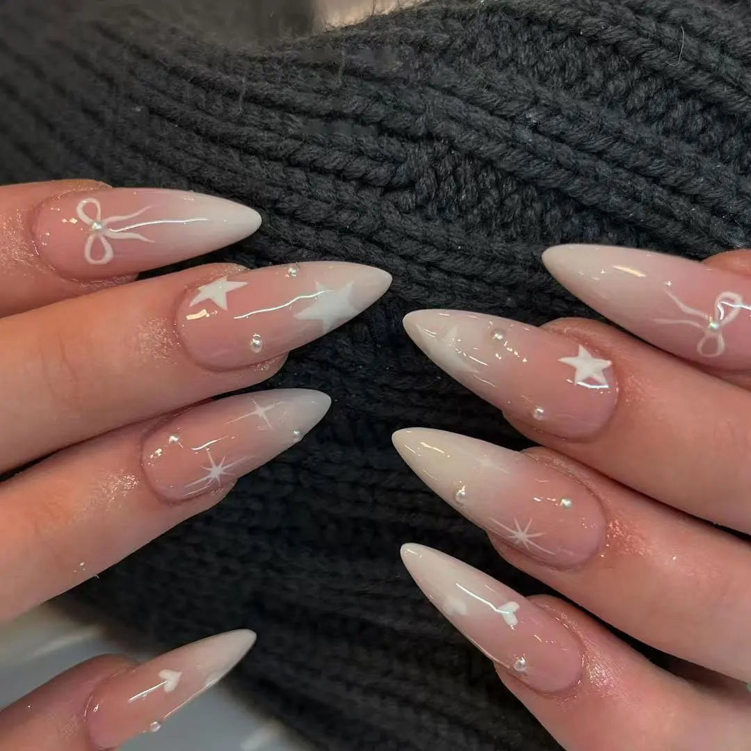 White French Press on Nails