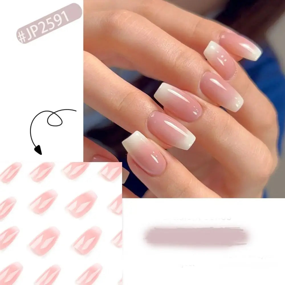 24pcs French Ballerina Waterproof Faux Gradient Nails