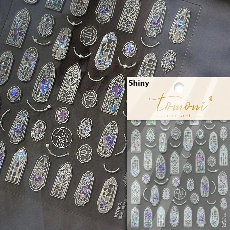1piece high quality 5D glass fragment nail sticker