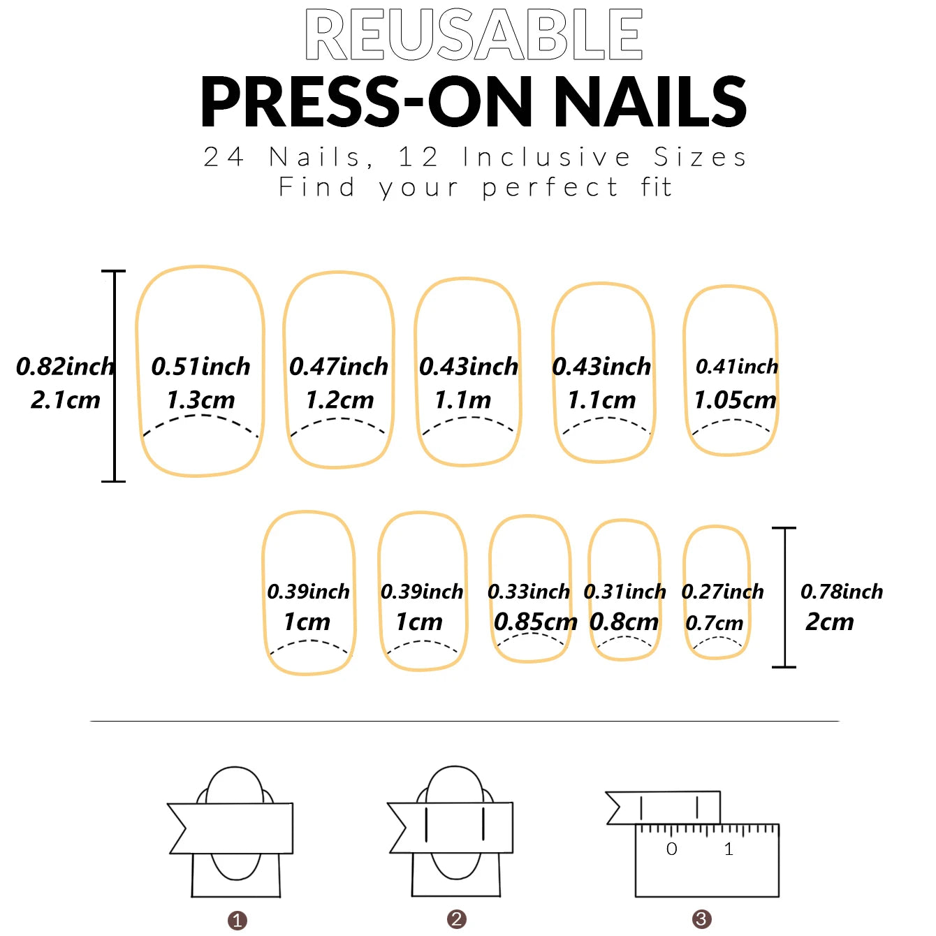 24pcs/set short square false nails for women