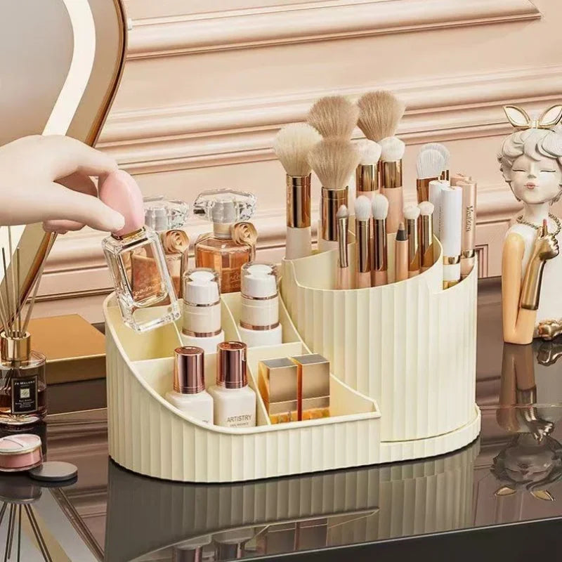 360° Rotating Vanity Makeup Organizer with Brush Holder