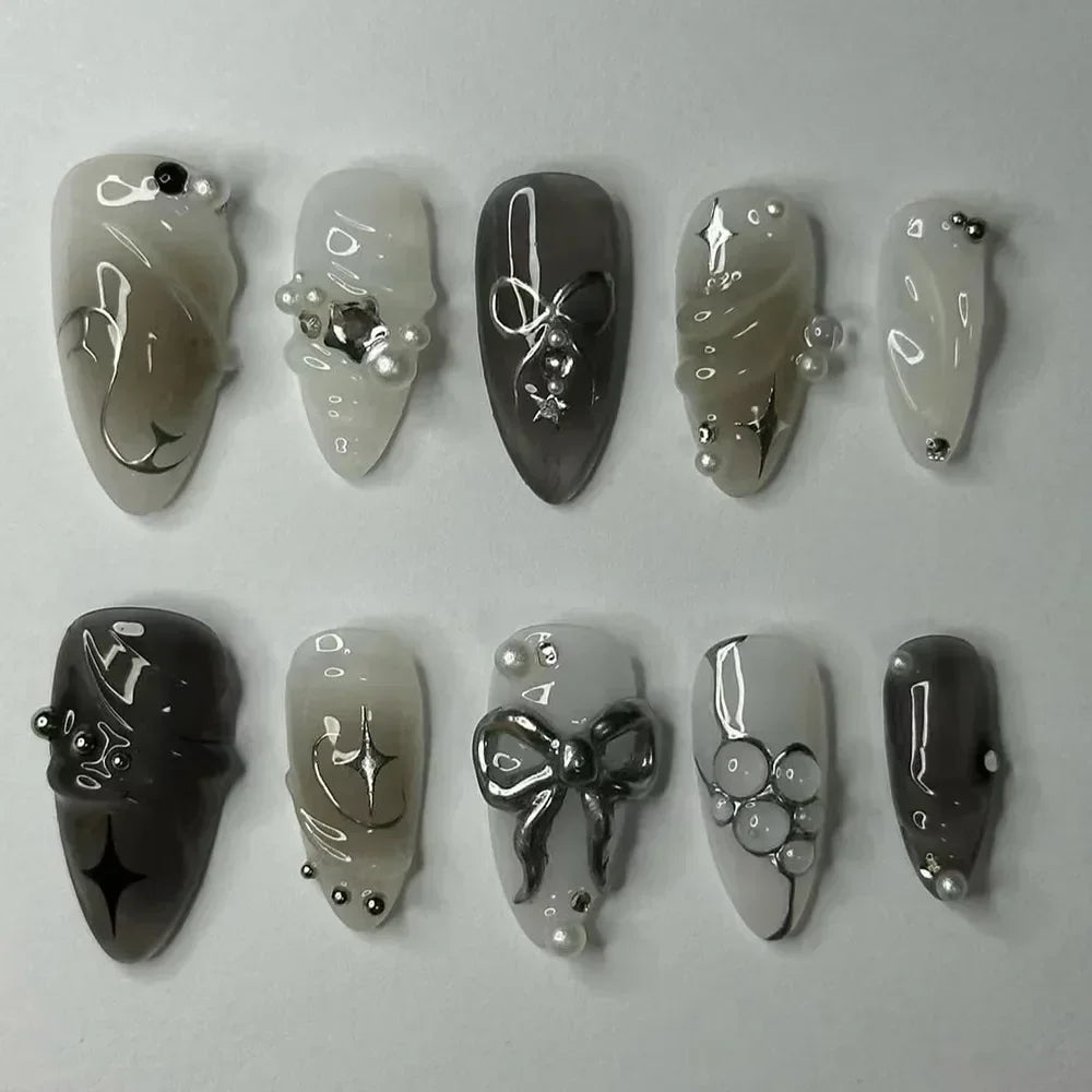 Butterfly Ballet with French Design Wearable False Nails