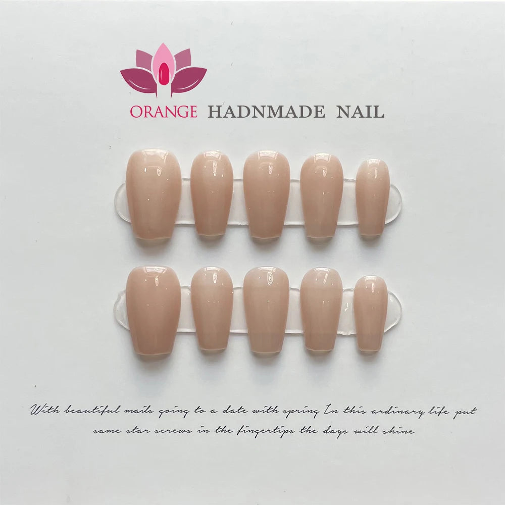 Handmade Simple Nude Color Press on Nail